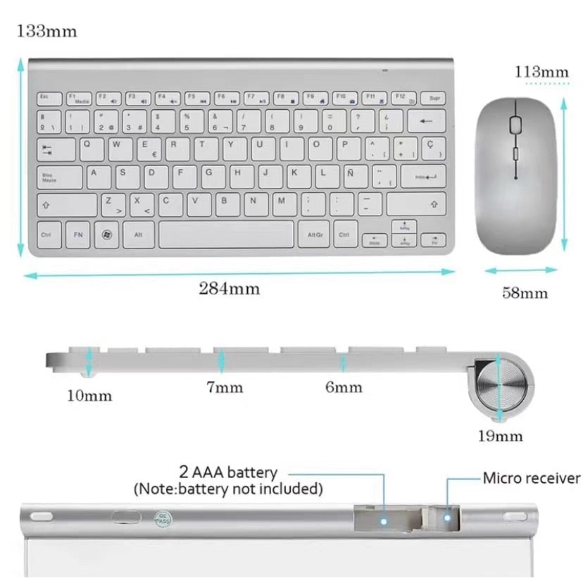 Kit Teclado Com Mouse - Adaptador Usb Sem Fio